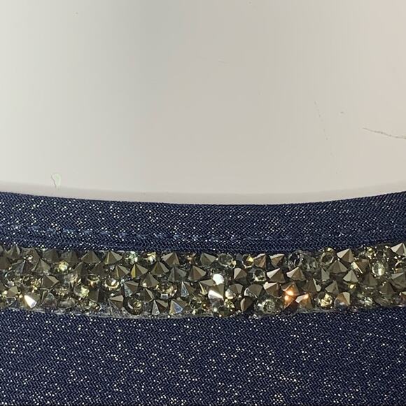 PerSeption Concept blouse shine blue short sleeve pullover size S - Picture 4 of 8